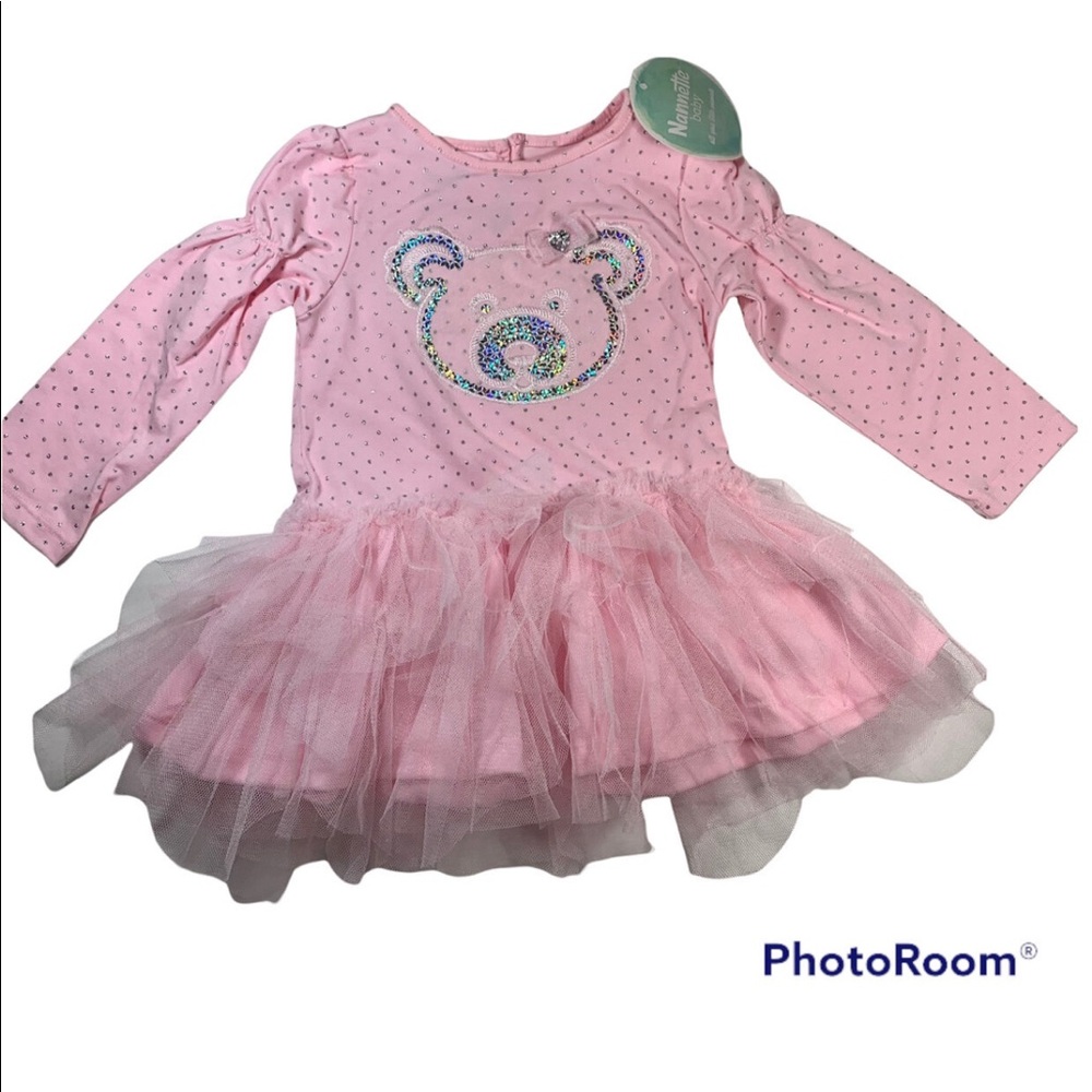 NWT Nannette Baby Pink Bear Tulle Dress Size 18M